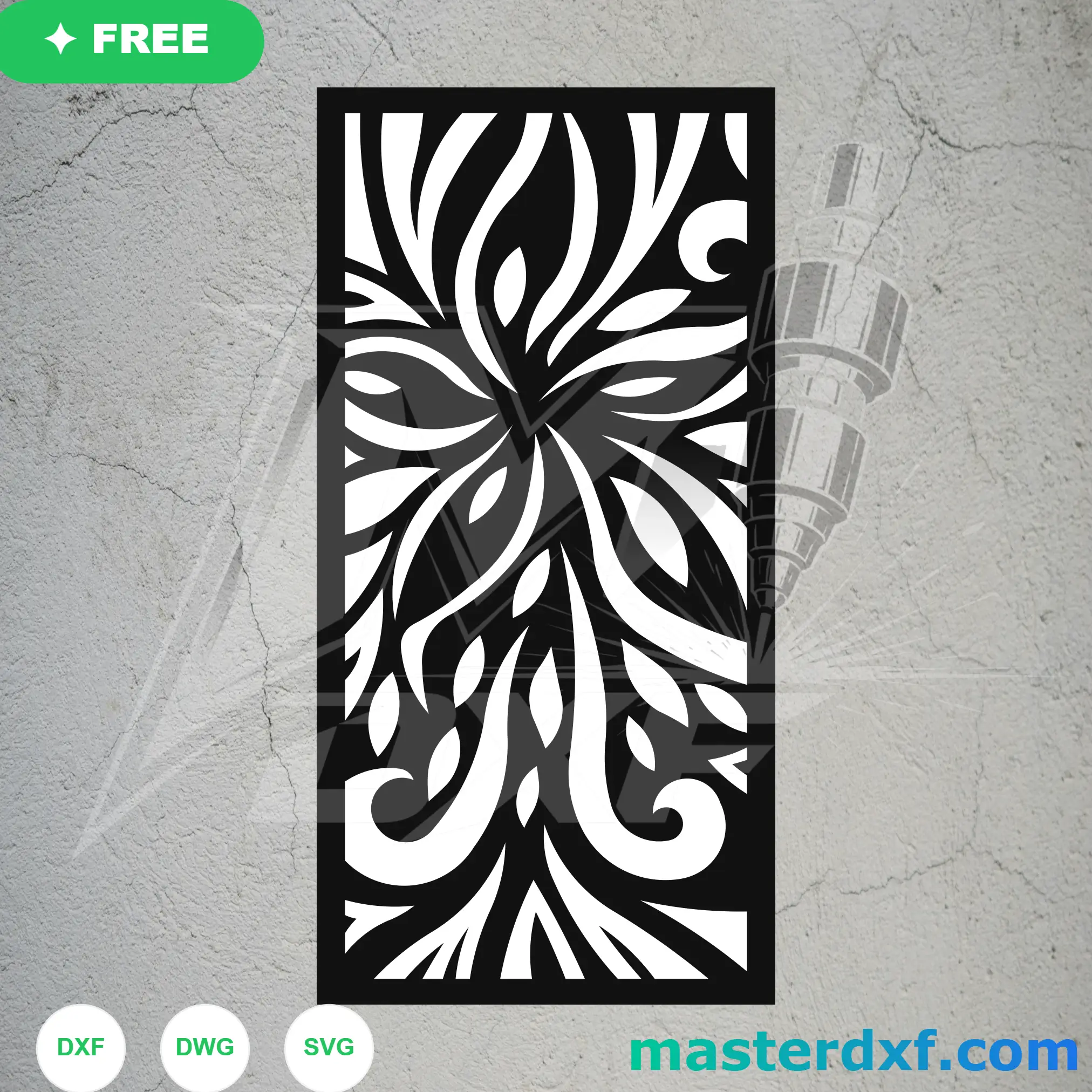 Abstract Organic Flame Foliage Abstract Privacy Screen DXF File